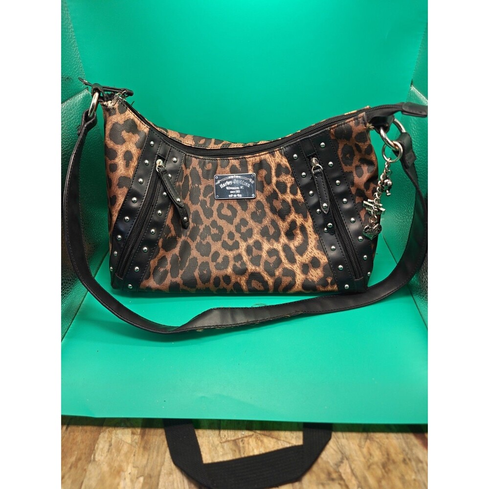 Harley-Davidson Leopard Printed Crossbody Purse With Charms Lake New